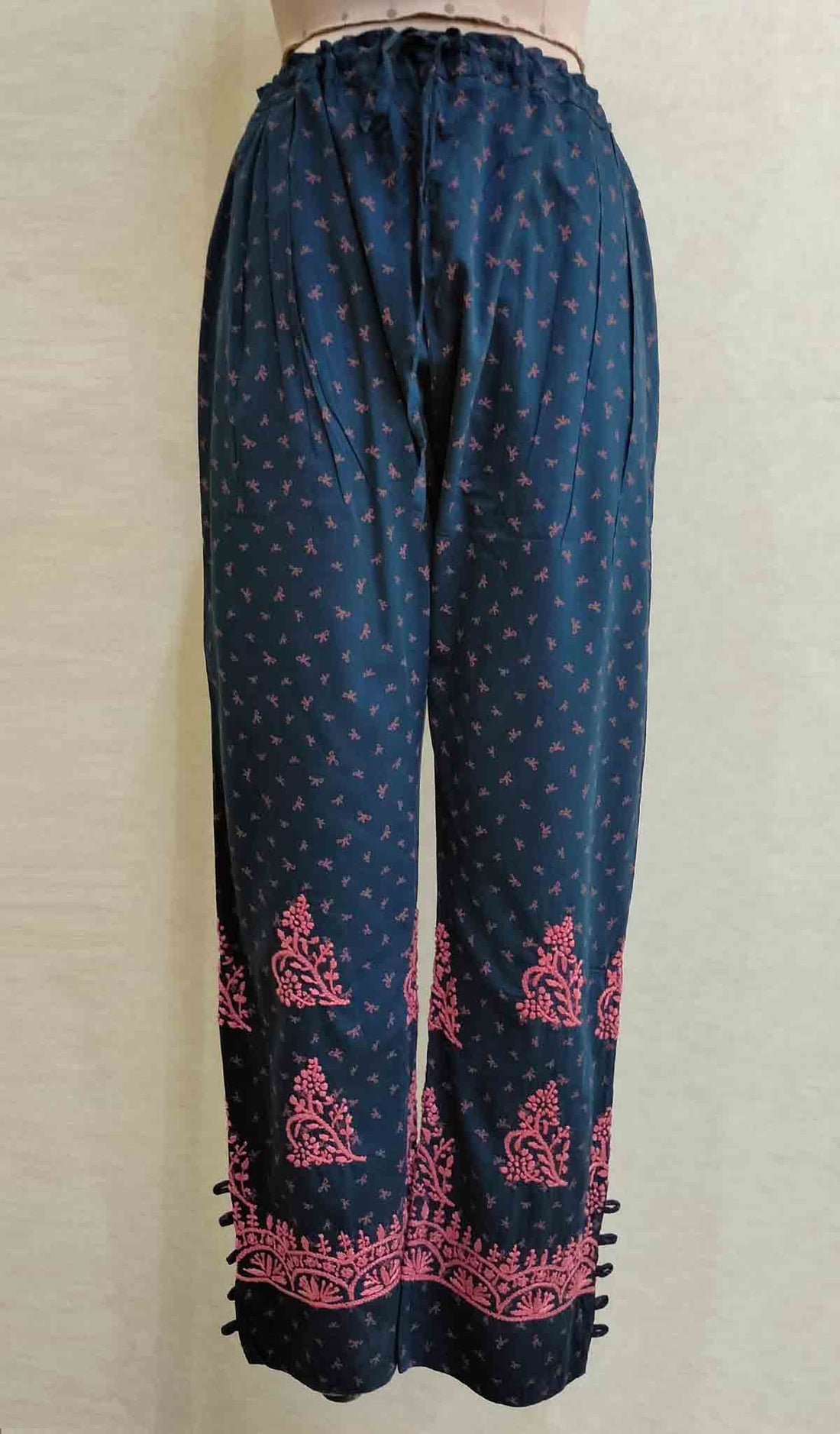 Lakhnavi 手工棉质 Chikankari Palazzo - HONC040401