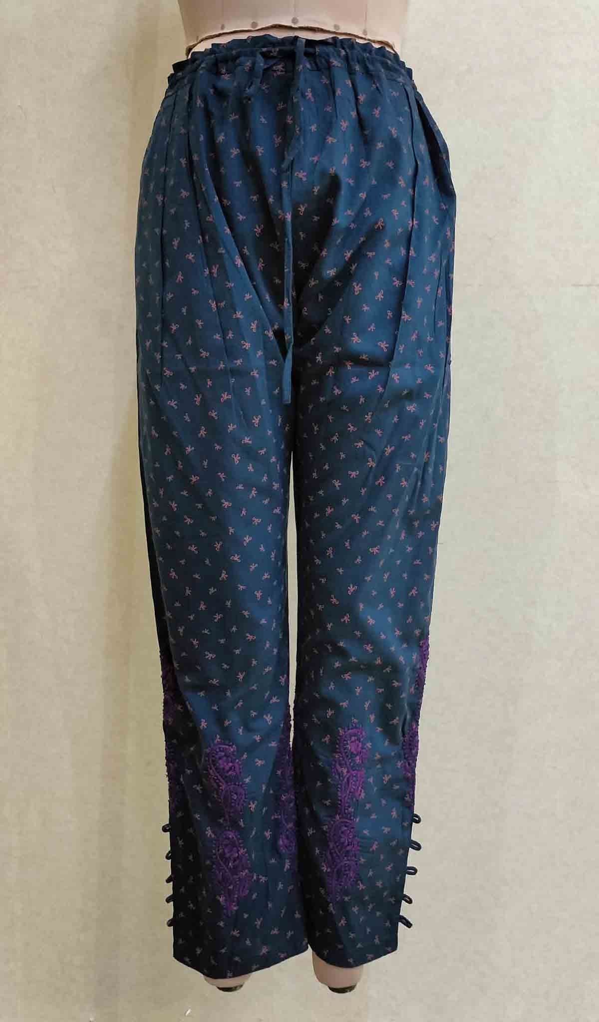 Lakhnavi 手工棉质 Chikankari Palazzo - HONC040426