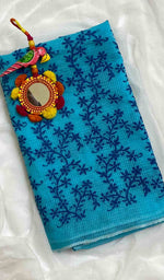 Load image into Gallery viewer, Women&#39;s Lakhnavi Handcrafted Kota Cotton Chikankari Unstitched Kurti Fabric - HONC031291