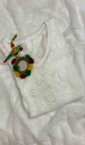 Safiya Women's Lakhnavi Handcrafted Viscose Georgette Chikankari Kurti - HONC029628