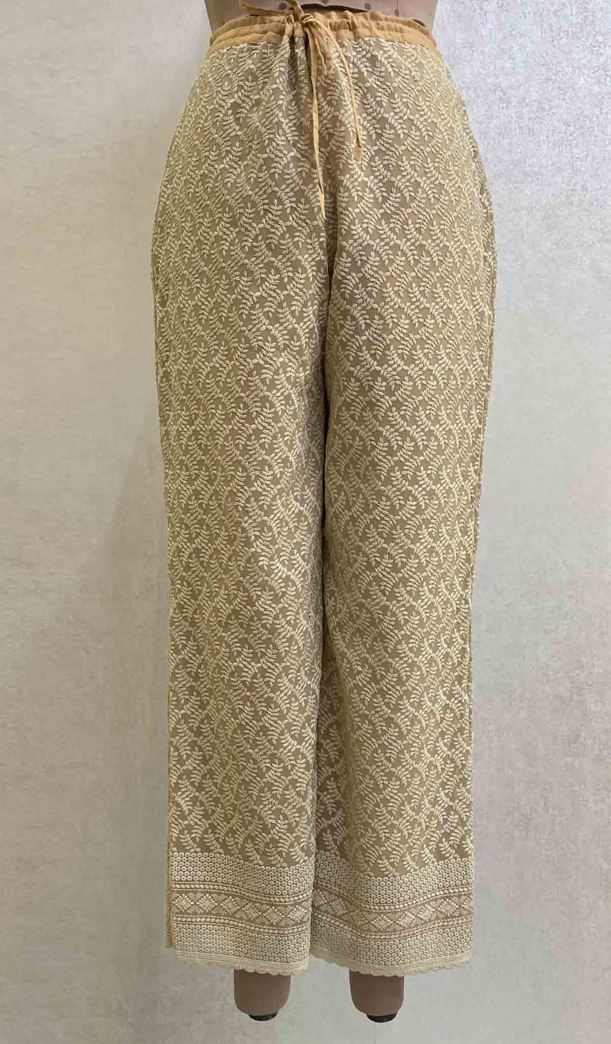 Women's Lucknowi Faux-Georgette Hakoba Palazzo - HONC056033