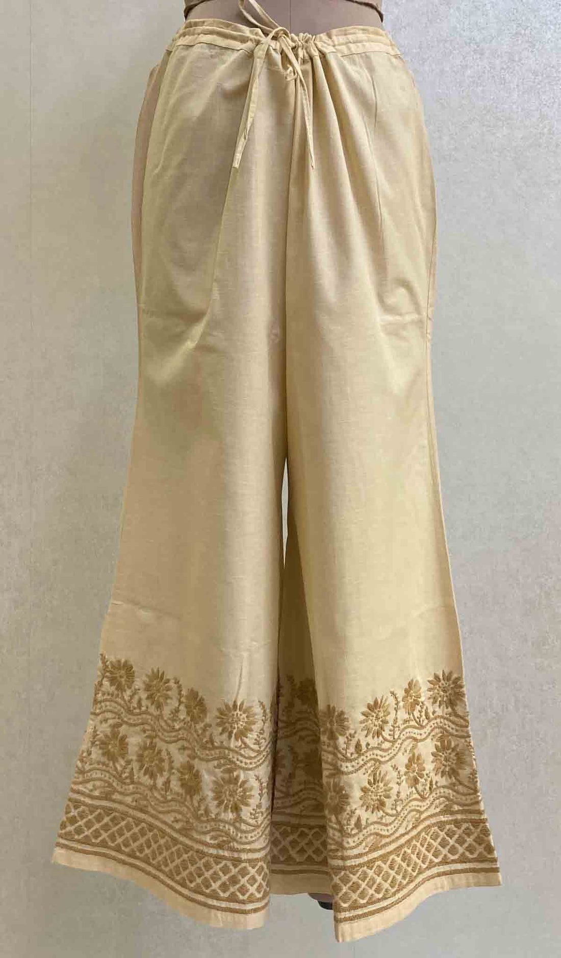 Lakhnavi 手工棉质 Chikankari Palazzo - HONC031278