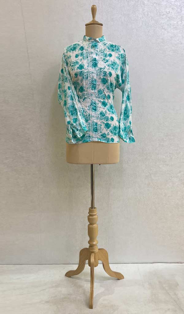 Women's Lakhnavi Handcrafted  Fox-Georgette Chikankari Top - HONC056099
