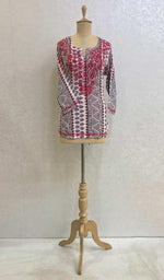 Load image into Gallery viewer, Women&#39;s Lakhnavi Handcrafted Crepe Chikankari Top - HONC067300
