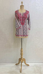 Load image into Gallery viewer, Women&#39;s Lakhnavi Handcrafted  Faux-Georgette Chikankari Top - HONC067295