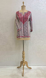 Load image into Gallery viewer, Women&#39;s Lakhnavi Handcrafted Crepe Chikankari Top - HONC067298
