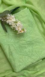 Load image into Gallery viewer, Women&#39;s Lakhnavi Handcrafted Raw Silk Chikankari Kurta  And Dupatta Set - HONC051901
