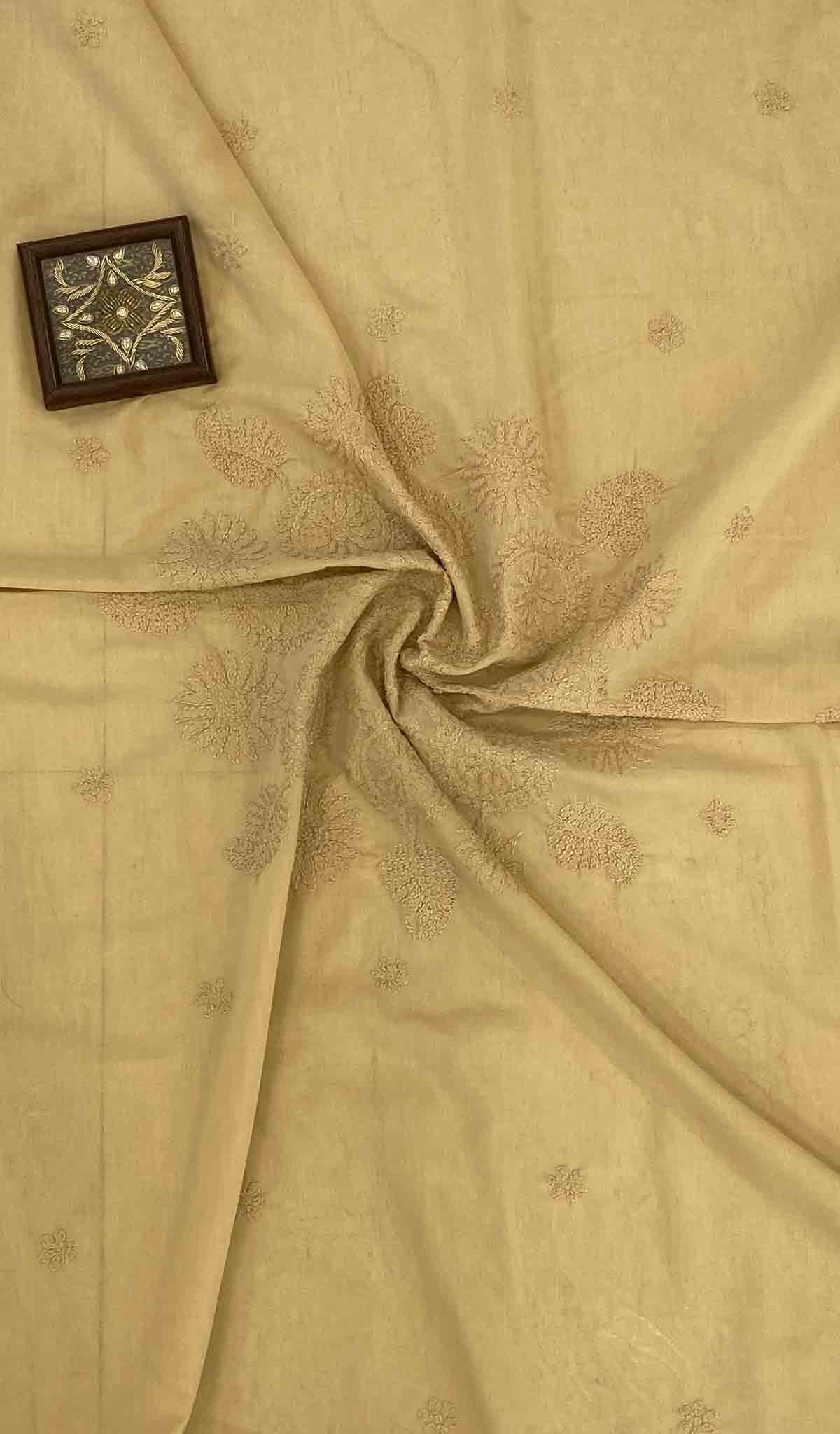 Lakhnavi Handcrafted Cotton Chikankari Table Cover - HONC041275