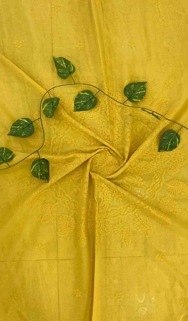 Lakhnavi 手工制作的棉质 Chikankari 桌布 - HONC041230