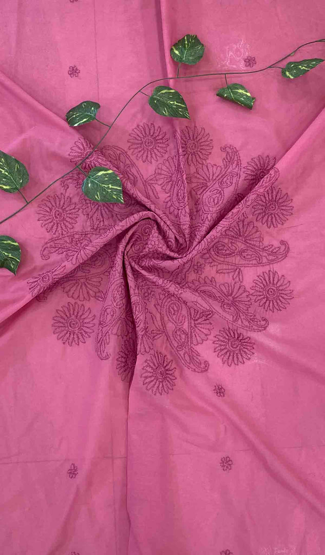 لکھنوی ہاتھ سے تیار کردہ کپاس چکنکاری ٹیبل کور - HONC041204