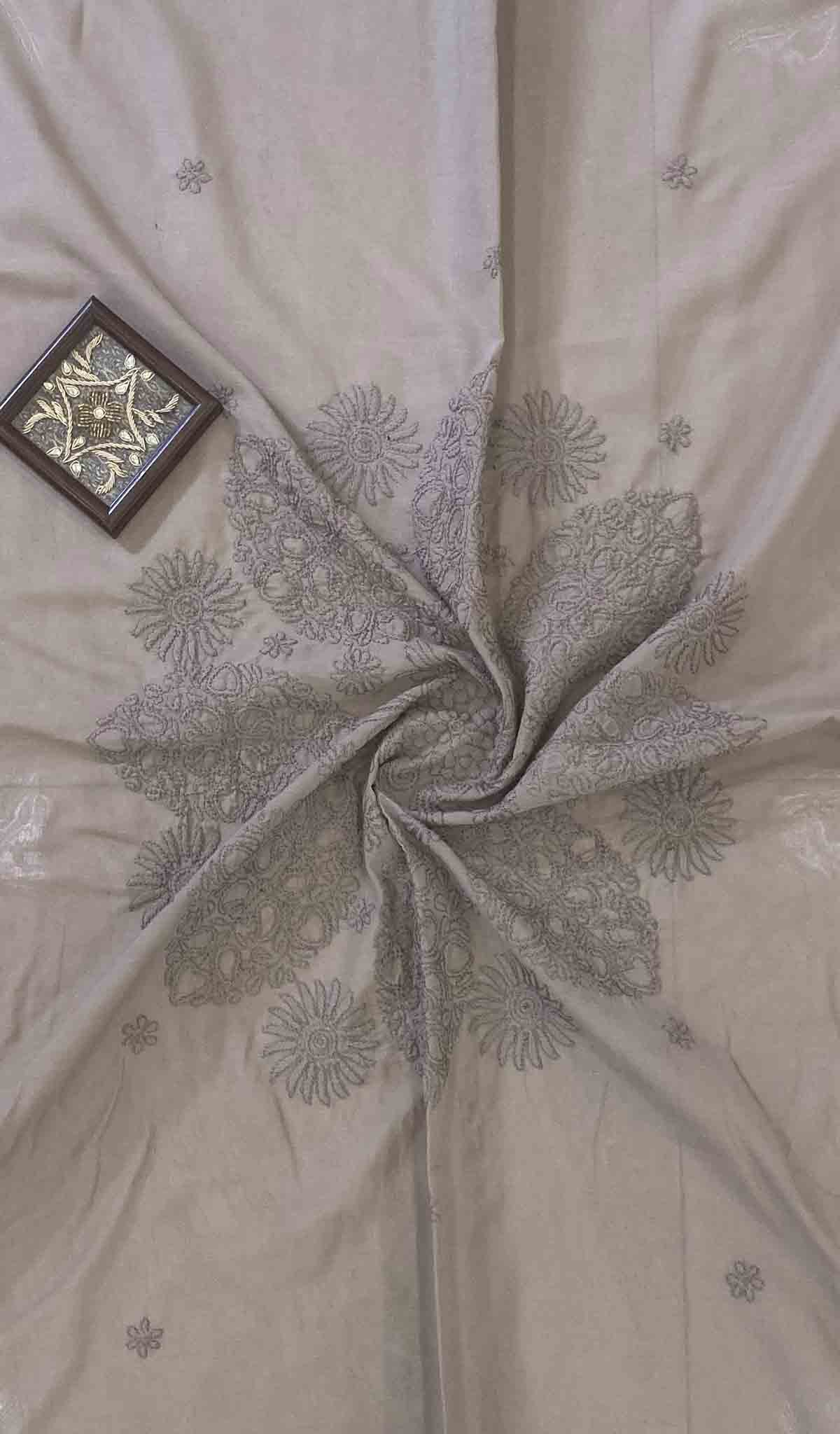 Lakhnavi Handcrafted Cotton Chikankari Table Cover - HONC041268