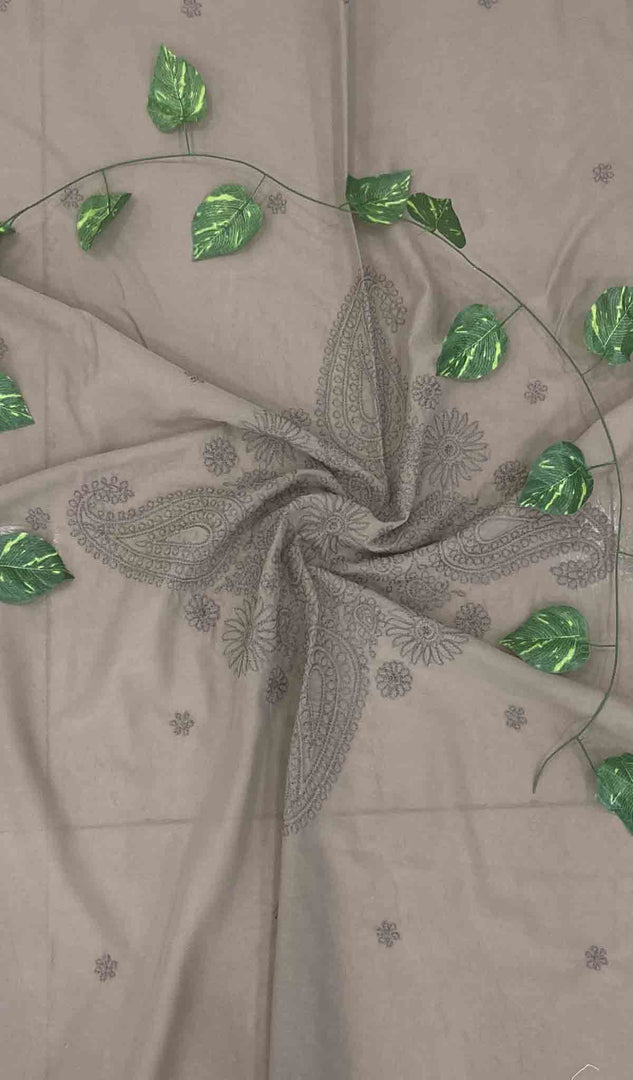 Lakhnavi 手工制作的棉质 Chikankari 桌布 - HONC041206