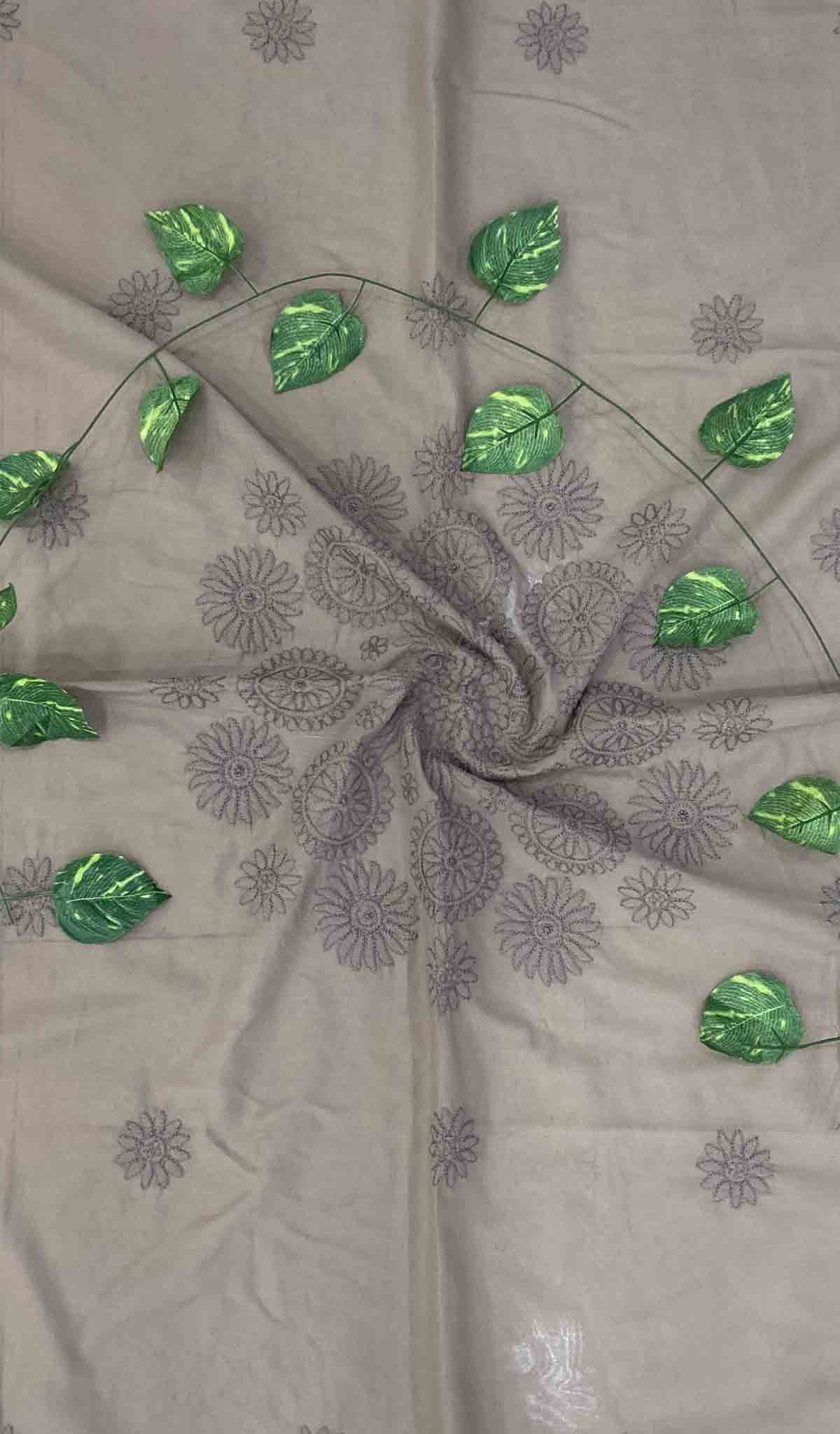 Lakhnavi 手工制作的棉质 Chikankari 桌布 - HONC041267