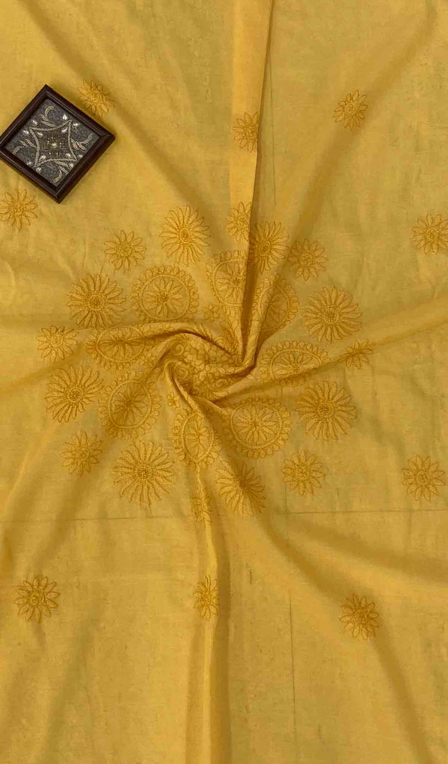 Lakhnavi 手工制作的棉质 Chikankari 桌布 - HONC041222