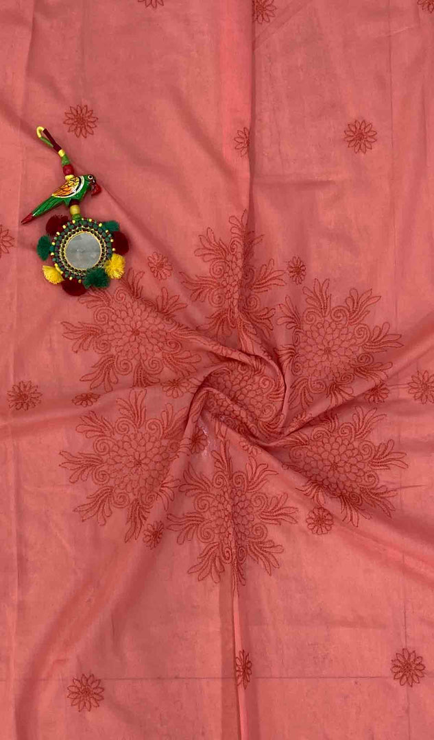 Lakhnavi 手工制作的棉质 Chikankari 桌布 - HONC041227