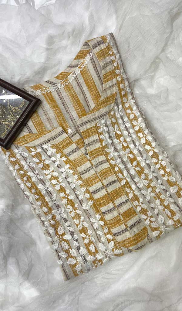 Women's Lakhnavi Handcrafted Cotton Chikankari Kurti - HONC083845