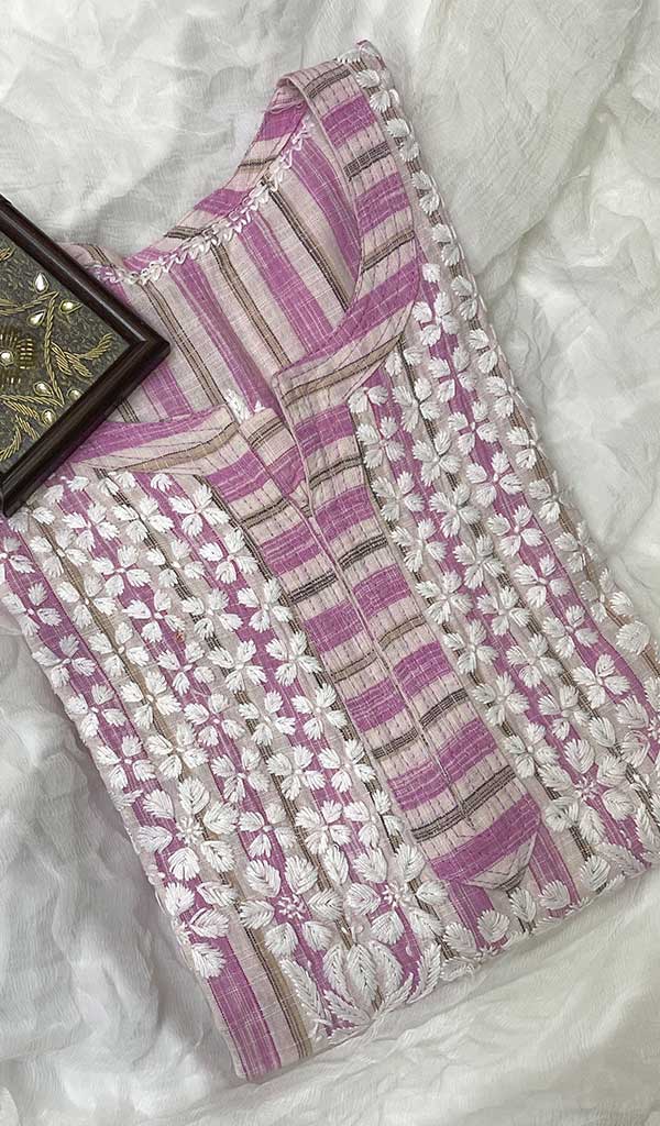 Women's Lakhnavi Handcrafted Cotton Chikankari Kurti - HONC083856