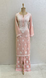 Load image into Gallery viewer, Women&#39;s Lakhnavi Handcrafted Modal Cotton Chikankari Kurta And Palazzo Set - HONC096229
