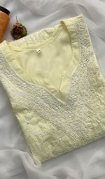 Load image into Gallery viewer, Women&#39;s Lucknowi Handcrafted Cotton Chikankari Kurti - HONC098075
