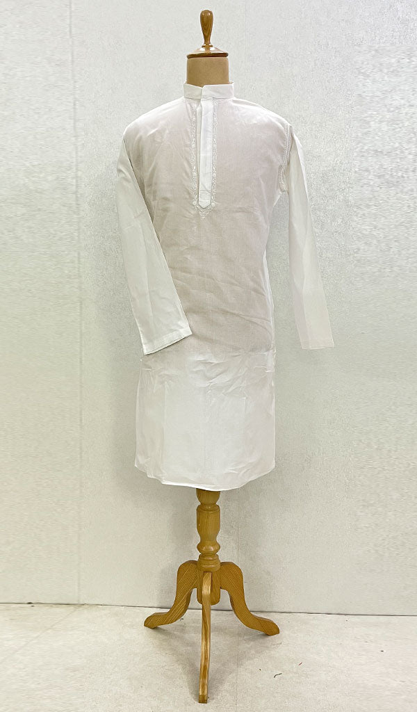 Men's Lucknowi Handcrafted Cotton Chikankari Kurta - HONC078909