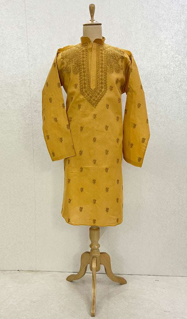 Men's Lucknowi Handcrafted Cotton Chikankari Kurta - HONC098790