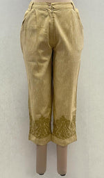 将图像加载到图库查看器中， Lakhnavi 手工制作棉质 Chikankari 长裤 - HONC070126 