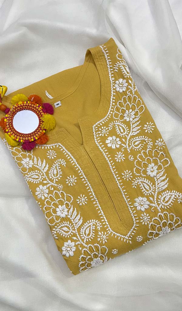 Haniya Women's Lucknowi Handcrafted Modal Cotton Chikankari Kurti - HONC0101566