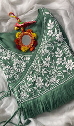 将图像加载到图库查看器中， Neha Women&#39;s Lucknowi Handcrafted Modal Cotton Chikankari Angrakha Dress - HONC0102784
