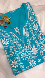 Load image into Gallery viewer, Women&#39;s Lucknowi Handcrafted Cotton Chikankari Kurti - HONC0109601