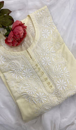 将图像加载到图库查看器中， Women&#39;s Lucknowi Handcrafted Mul Cotton Chikankari Kurti - HONC0105890
