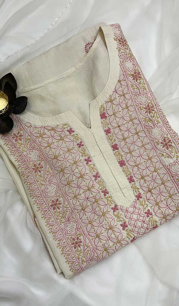 Women's Lucknowi Handcrafted Silk Chikankari Kurti - HONC0109364