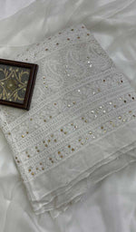 Load image into Gallery viewer, Women&#39;s Lakhnavi Handcrafted Viscose Georgette Chikankari Ghera  - HONC0110380
