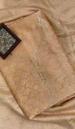 Load image into Gallery viewer, Women&#39;s Lakhnavi Handcrafted Chanderi Silk Chikankari Full Suit Material - Honc022058