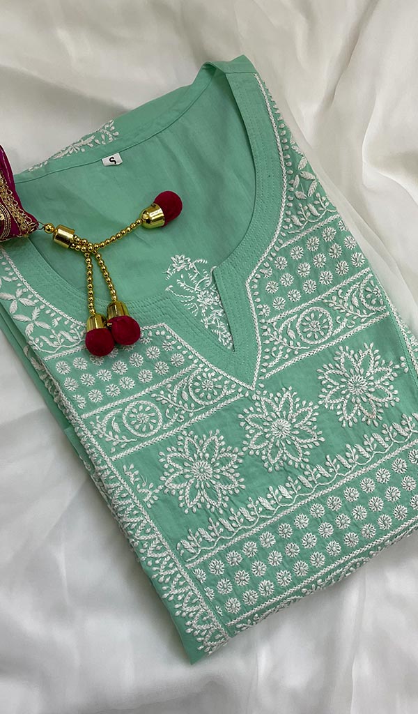 Hoorain Women's Lucknowi Handcrafted Cotton Chikankari Kurti - HONC0118765