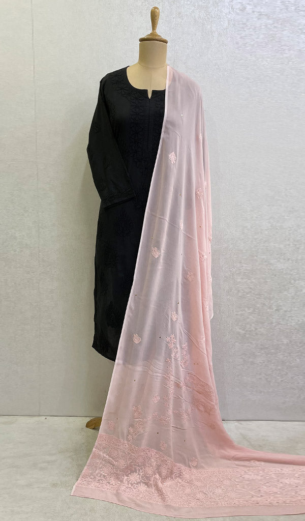 Women's Lucknowi Handcrafted Viscose Georgette Chikankari Dupatta - Honc095695