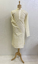 Load image into Gallery viewer, Men&#39;s Lucknowi Handcrafted Cotton Chikankari Kurta - HONC0123616
