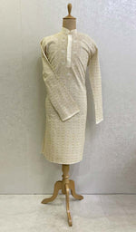 Load image into Gallery viewer, Men&#39;s Lucknowi Handcrafted Cotton Chikankari Kurta - HONC0123604
