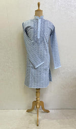 Load image into Gallery viewer, Men&#39;s Lucknowi Handcrafted Cotton Chikankari Kurta - HONC0123560

