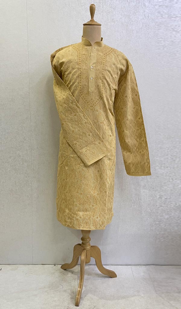 Men's Lucknowi Handcrafted Cotton Chikankari Kurta -HONC0123591