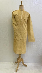 将图像加载到图库查看器中， Men&#39;s Lucknowi Handcrafted Cotton Chikankari Kurta -HONC0123585