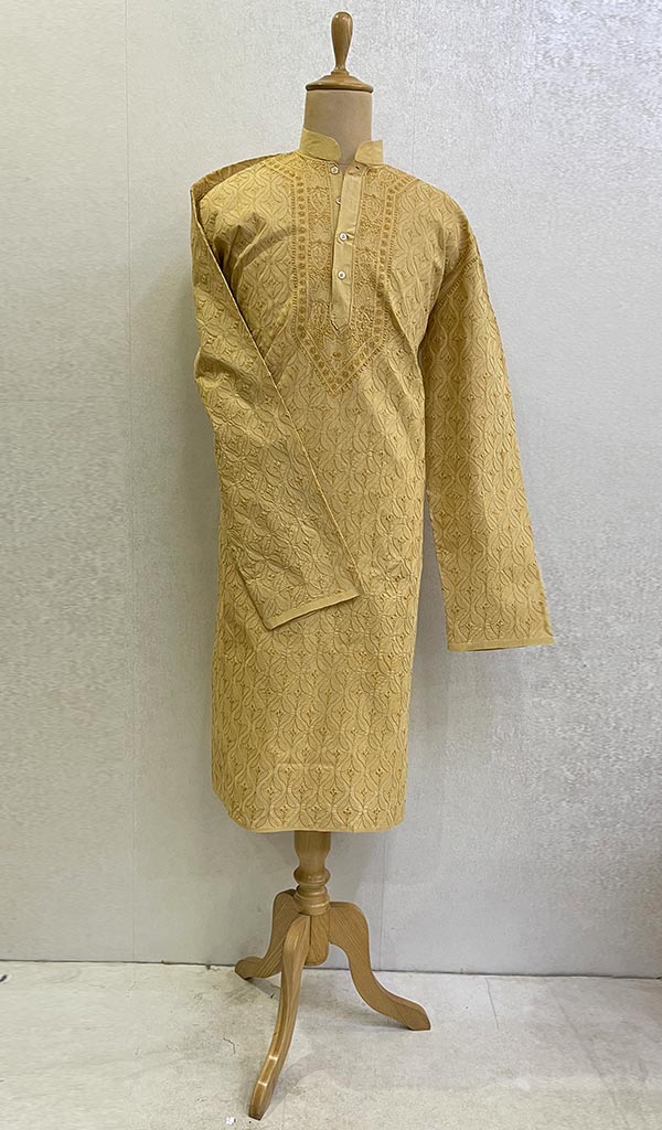Men's Lucknowi Handcrafted Cotton Chikankari Kurta -HONC0123585
