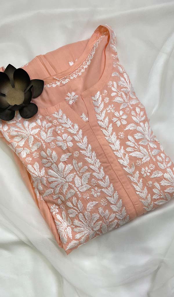 Women's Lucknowi Handcrafted Modal Cotton Chikankari Dress - HONC0121461
