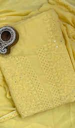 Load image into Gallery viewer, Women&#39;s Lucknowi Handcrafted Viscose Georgette Chikankari Suit Material - HONC0111086