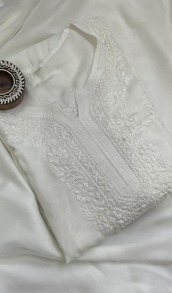 Women's Lucknowi Handcrafted Mul Cotton Chikankari Kurti - HONC0124326
