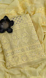 Load image into Gallery viewer, Women&#39;s Lucknowi Handcrafted Viscose Georgette Chikankari Suit Material- HONC0114641