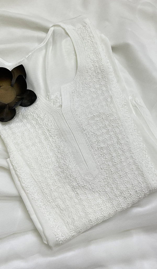 Women's Lucknowi Handcrafted Muslin Chikankari Kurti - HONC0127165
