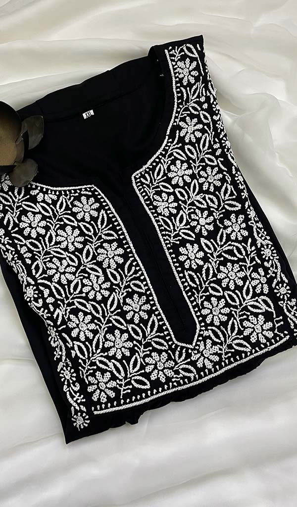 Lucknowi 手工莫代尔棉 Chikankari 连衣裙 - HONC0126843