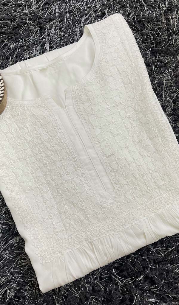 Women's Lucknowi Handcrafted Modal Cotton Chikankari Dress - HONC0126837