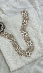 Load image into Gallery viewer, Women&#39;s Lucknowi Handcrafted Viscose Georgette Chikankari Suit Material - Honc0107135