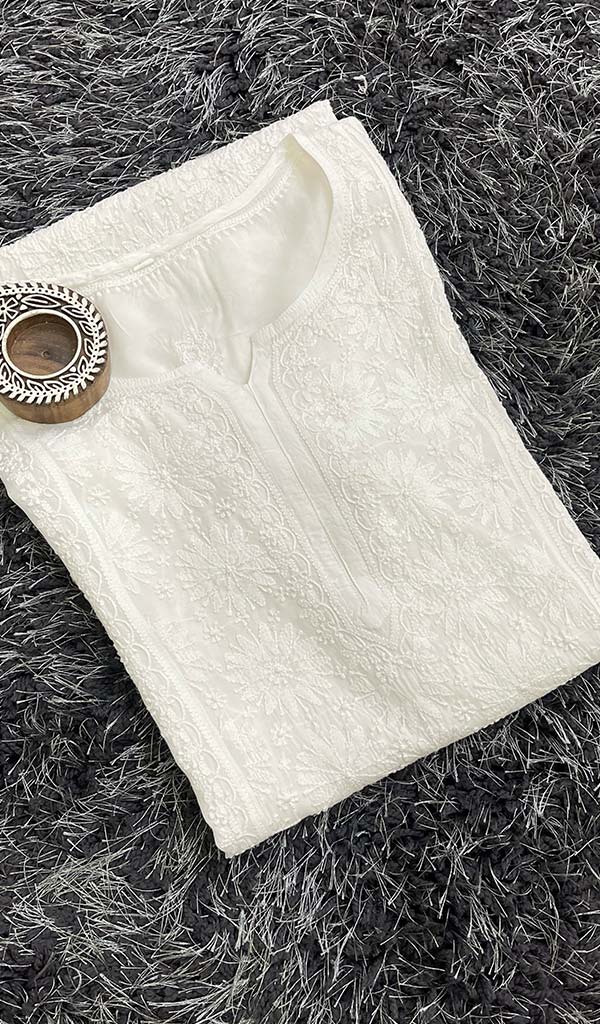 Women's Lucknowi Handcrafted Muslin Chikankari Kurti - HONC0115893
